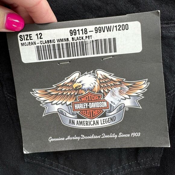 NWT Vintage Harley Davidson Classic Women's McJean Denim Black Size 12P - Picture 10 of 13